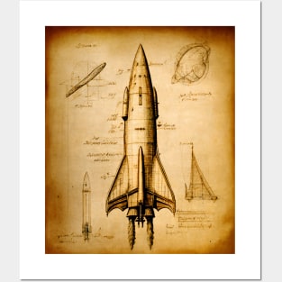 Rocket Drawing Two Engines Posters and Art